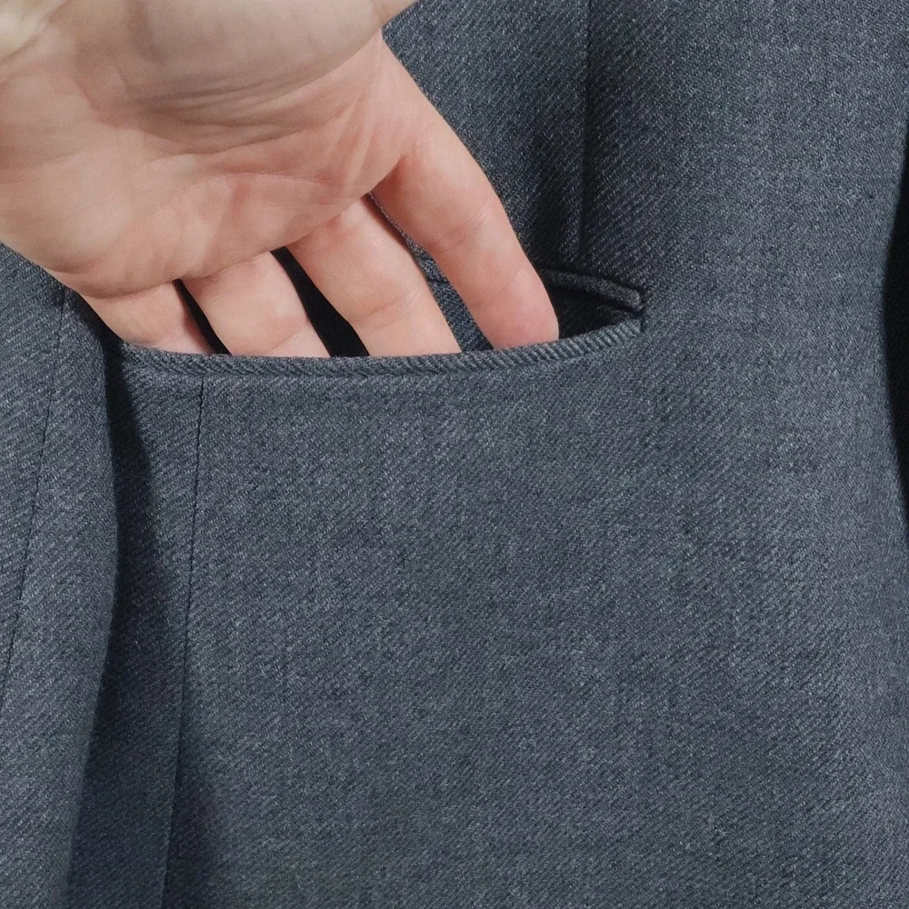 100 Merino Wool Sport Coat Mens 44R Gray Blazer Dark Academia Stafford Jacket